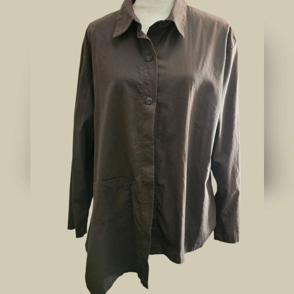 Classic Brown Button-Up Blouse